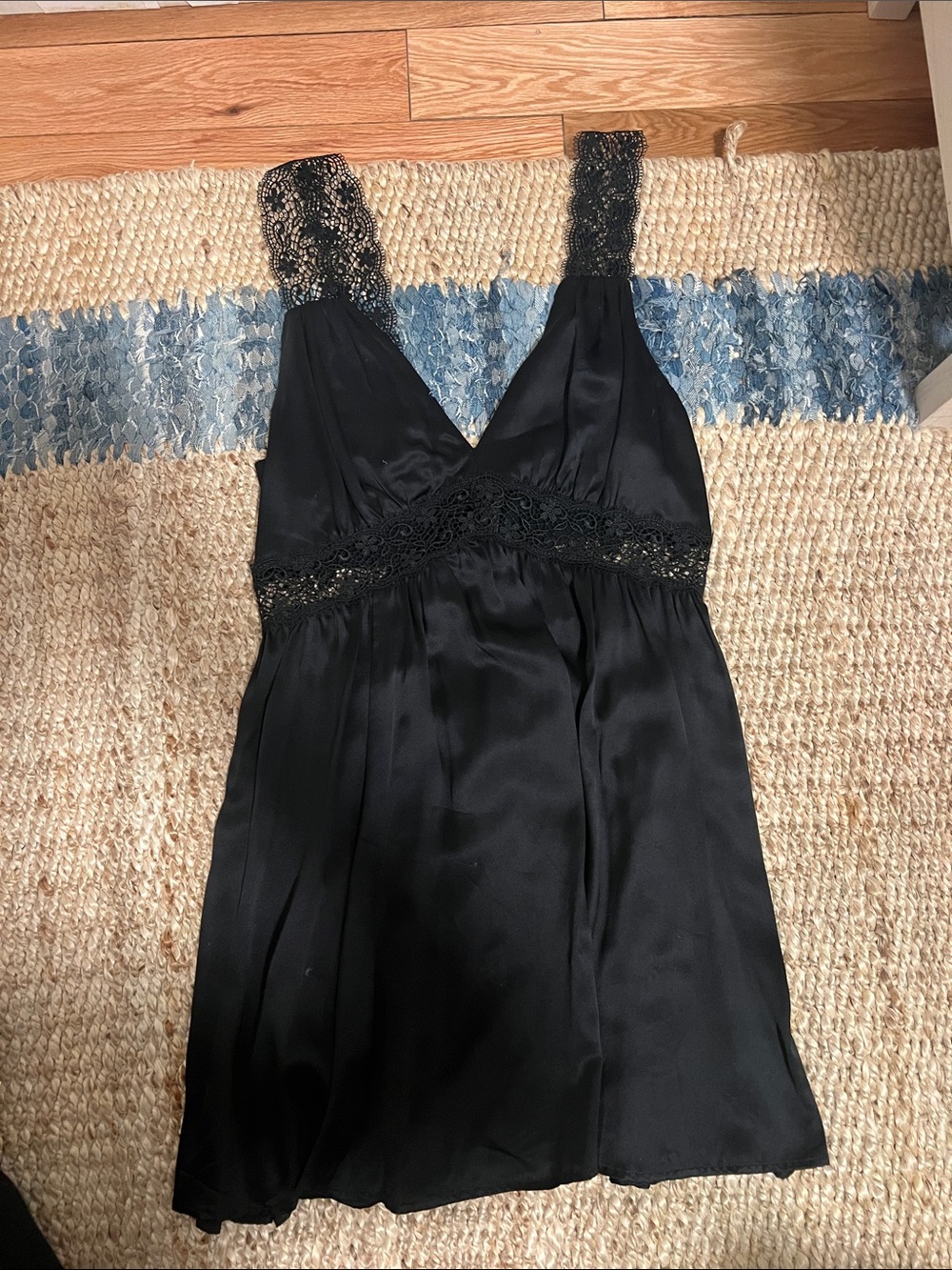 Reformation Black Lace-Trim Mini Dress
